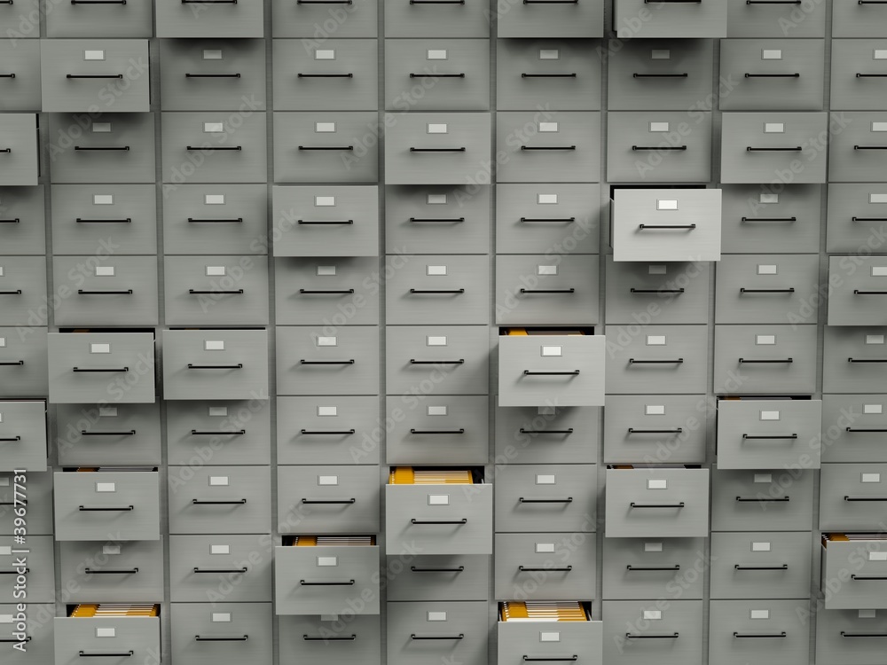 Archive cabinets with folders