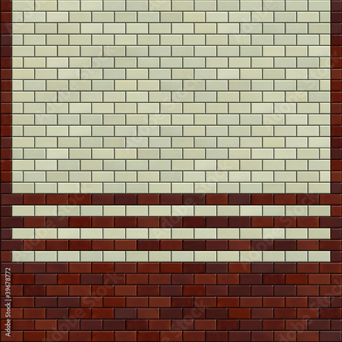 3d render red brown ivory white tile pattern on a wall