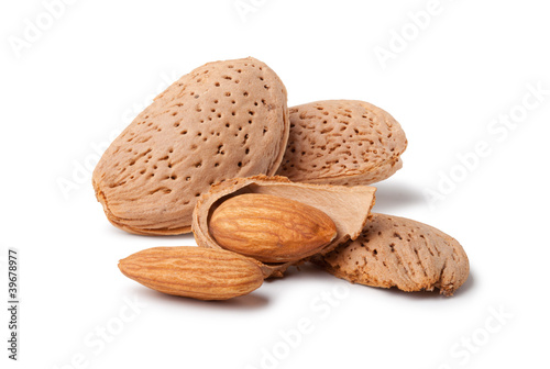 almonds isolated on the white background