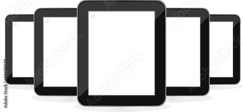Digital tablet PC set isolated on white