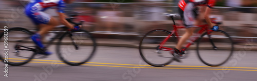Professional bicycle racers, motion blurred
