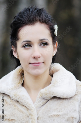 Beautiful young bride portrait outdoors