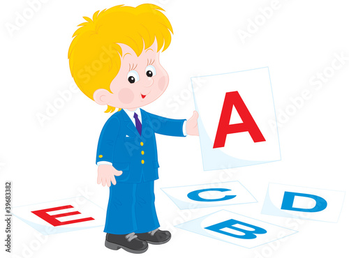 Schoolboy at lesson English
