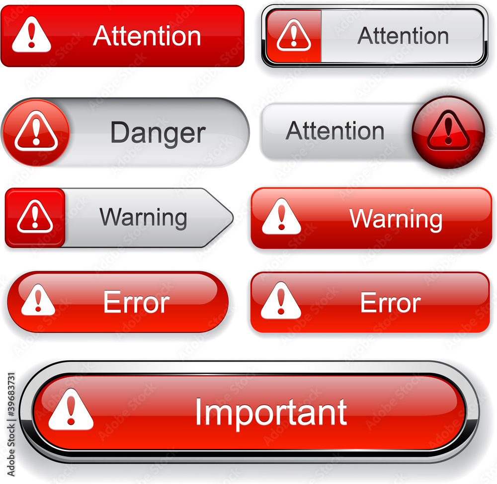 Attention high-detailed web button collection. Attention high-detailed web button collection.