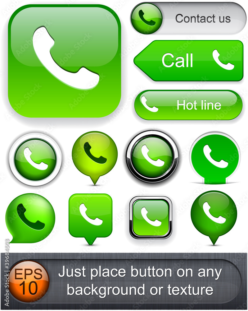 Phone high-detailed web button collection. Phone high-detailed web button collection.
