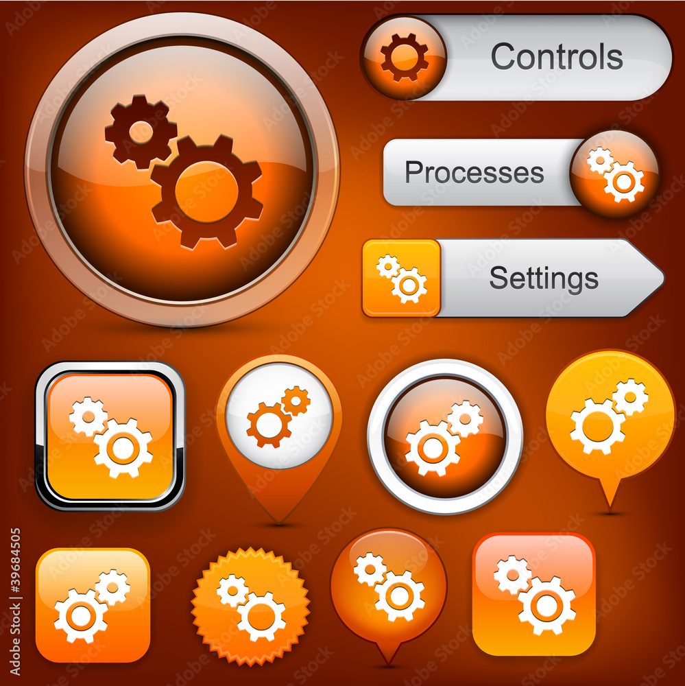 Settings high-detailed web button collection.
