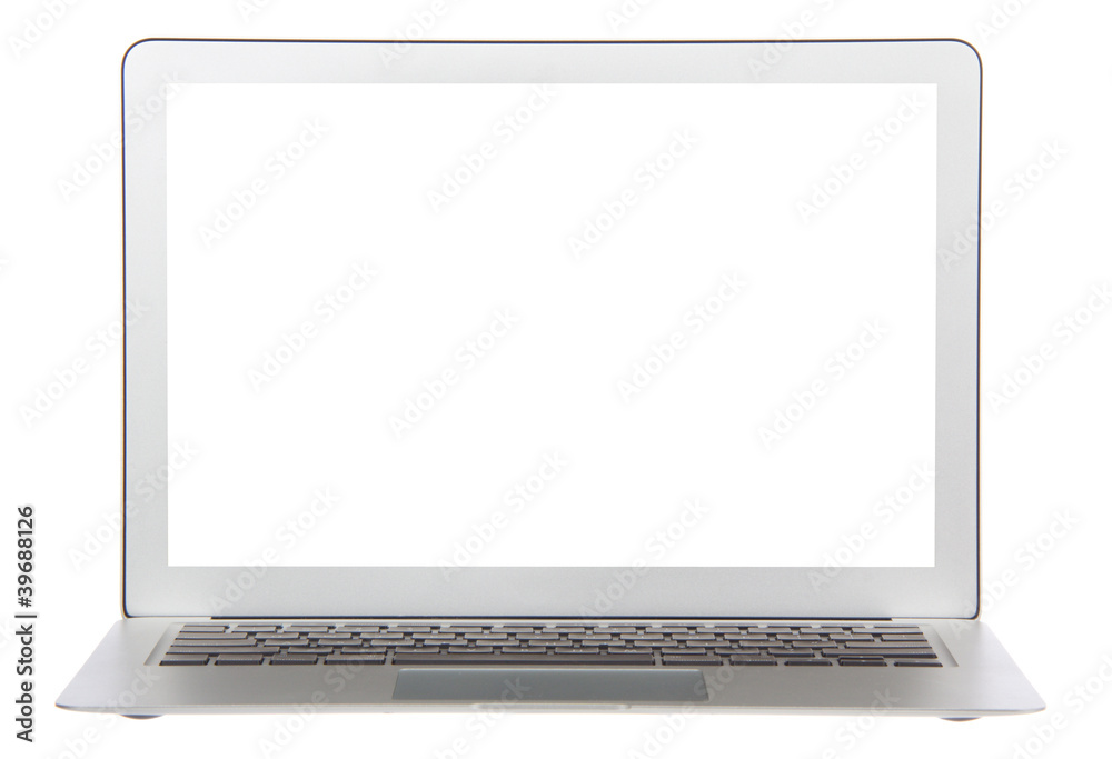Modern popular laptop keyboard with white screen Modern popular laptop keyboard with white screen