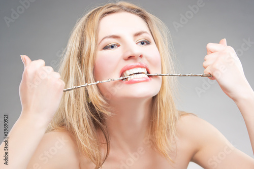 blonde with necklace