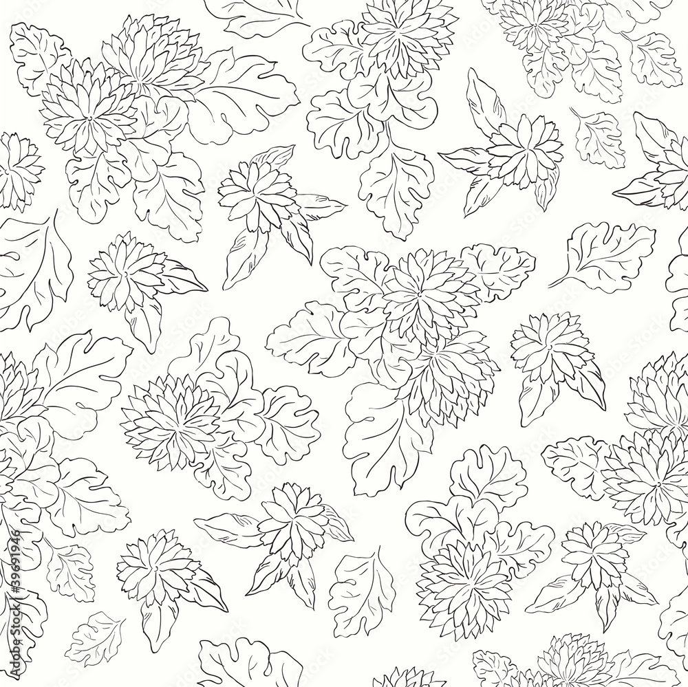 Obraz premium pattern with black and white flowers