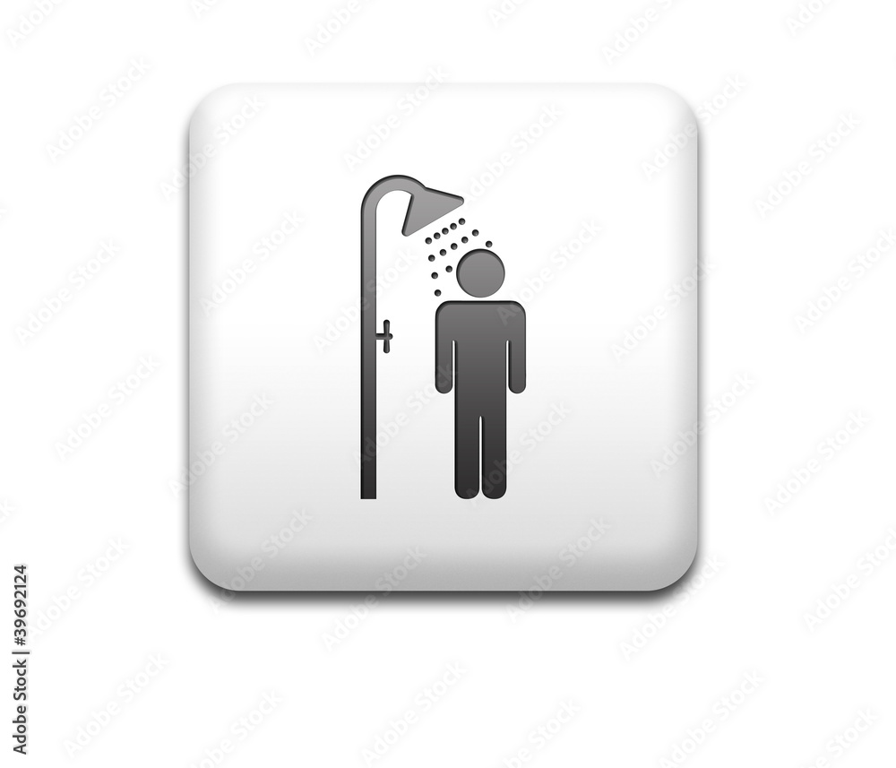 Boton cuadrado blanco simbolo ducha masculino Stock Illustration | Adobe  Stock