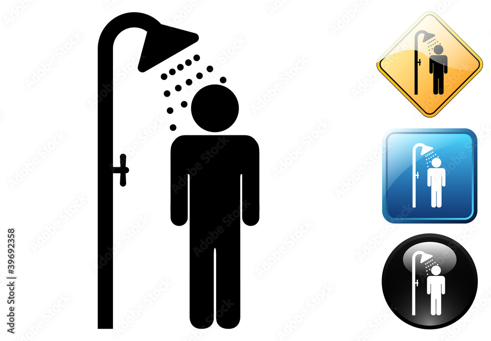 Male shower pictogram and icons Male shower pictogram and icons