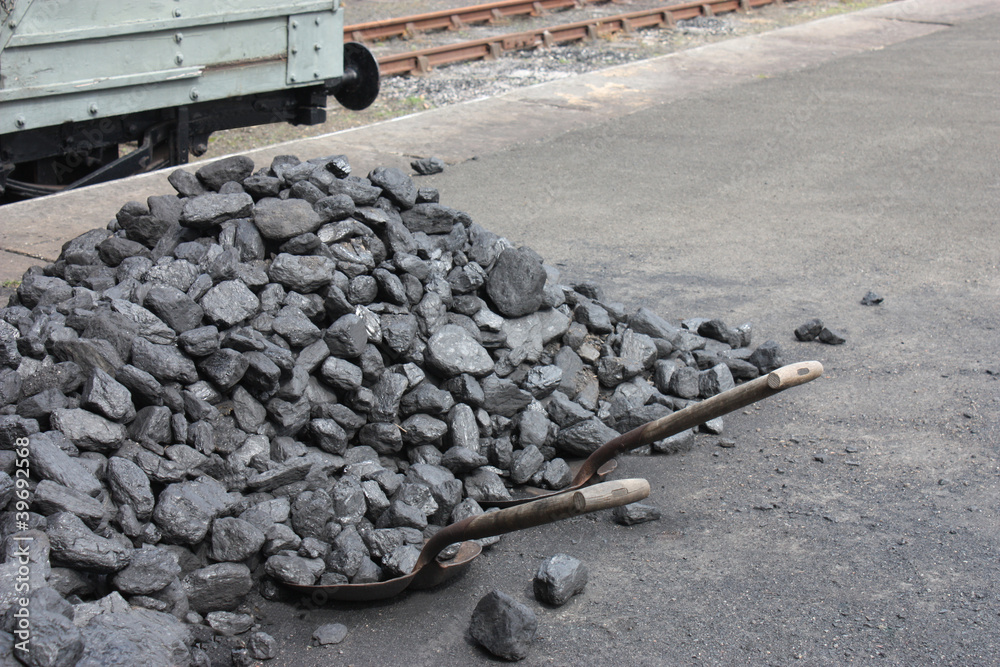 Fototapeta premium A Pile of Coal ready for Loading onto a Steam Train.