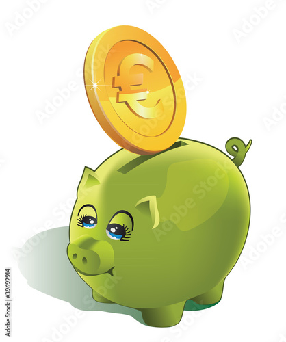 Tirelire cochon et euro