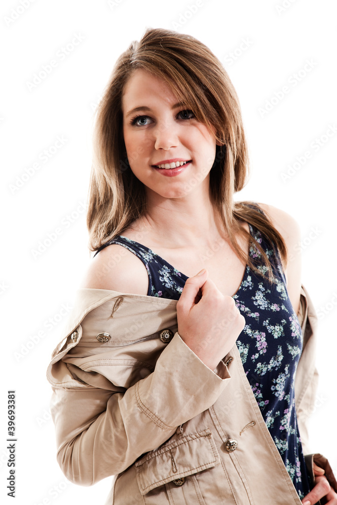 Pretty brunette caucasian fashion teenager Pretty brunette caucasian fashion teenager