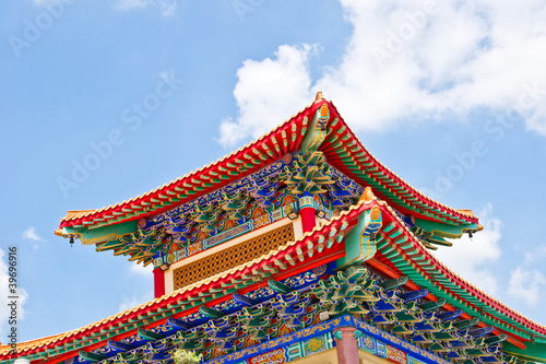 The roof of china temple in Thailand