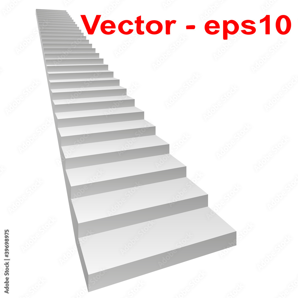 Vector conceptual 3D white stair Vector conceptual 3D white stair