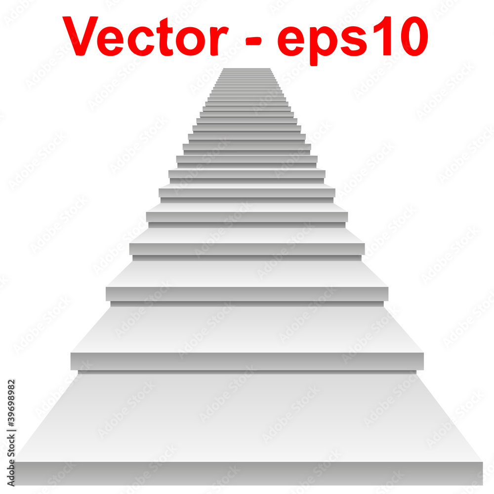 Vector conceptual 3D white stair Vector conceptual 3D white stair