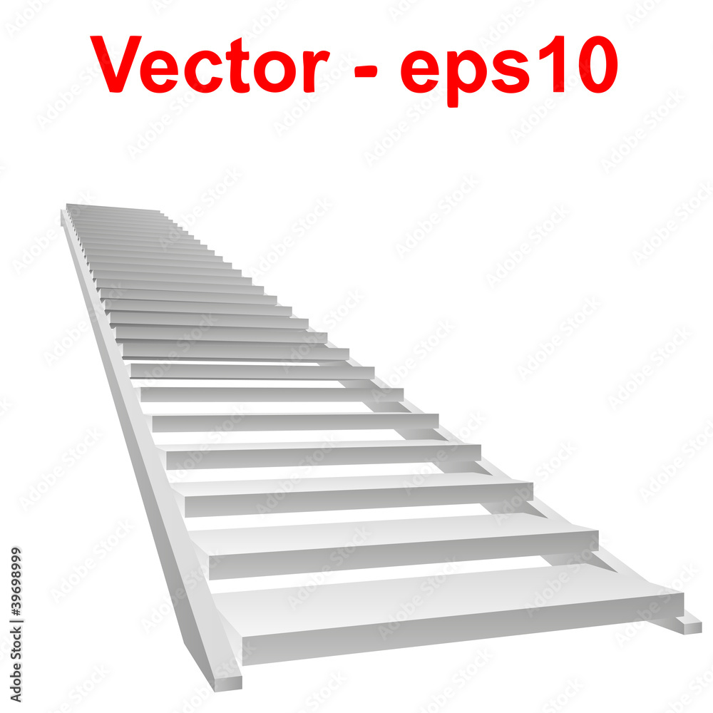 Vector conceptual 3D white stair Vector conceptual 3D white stair