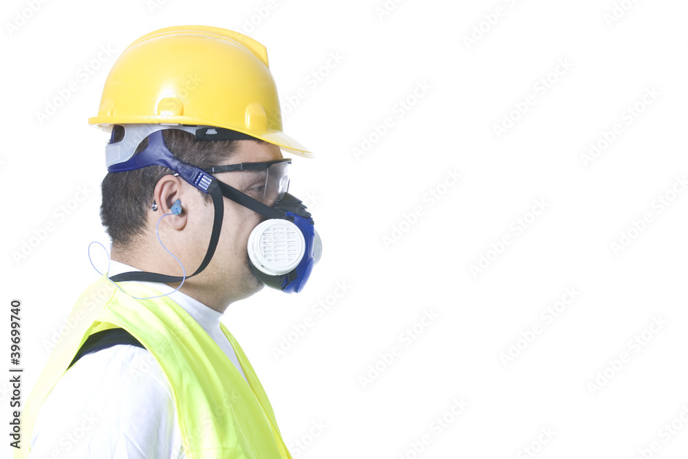 technician wearing safety uniform on white background technician wearing safety uniform on white background