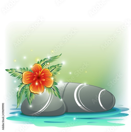 Zen-Benessere-Pietre e Hibiscus spa Health Stone with Flower