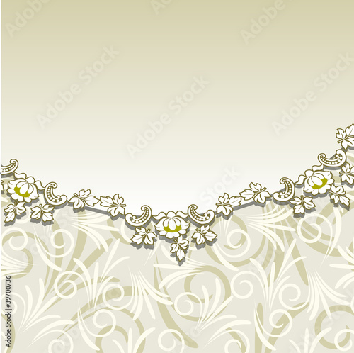 Beige background with floral ornament.