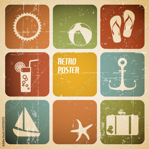 Vector summer poster made from icons