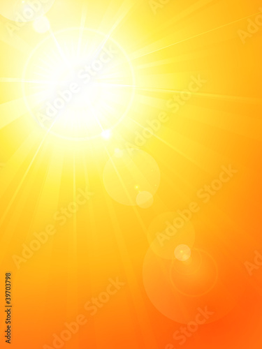 Vibrant hot summer sun with lens flare