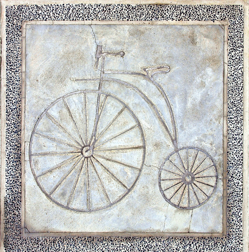 Bicycle Path Marking with High Wheel Bike Image