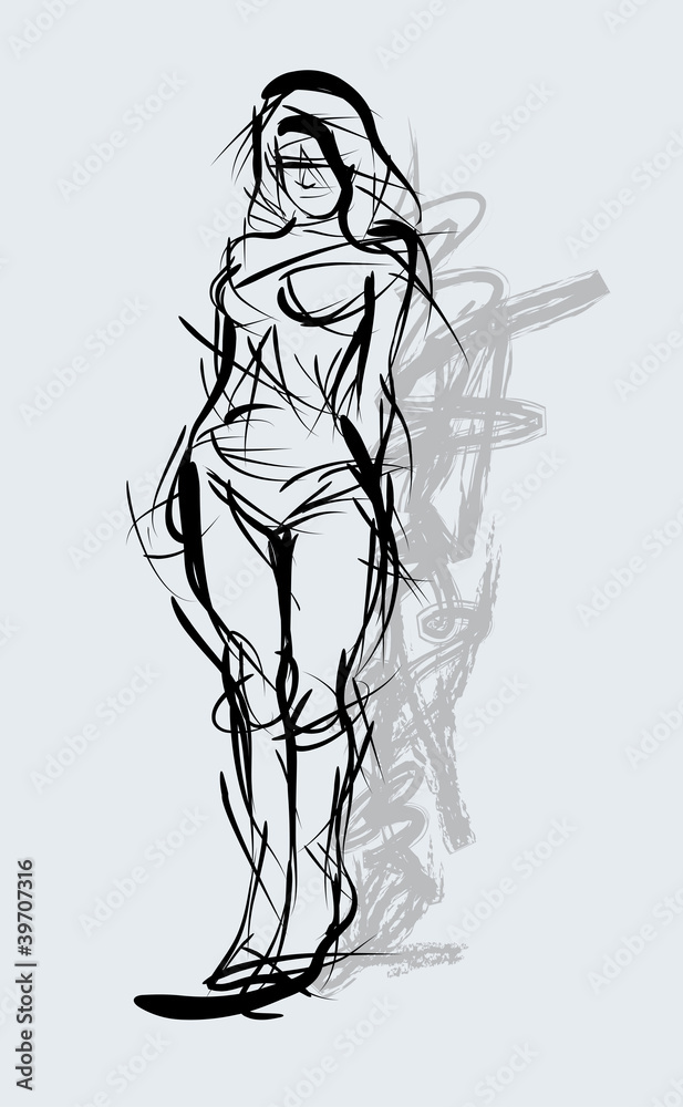 Fototapeta premium Figure ink drawing