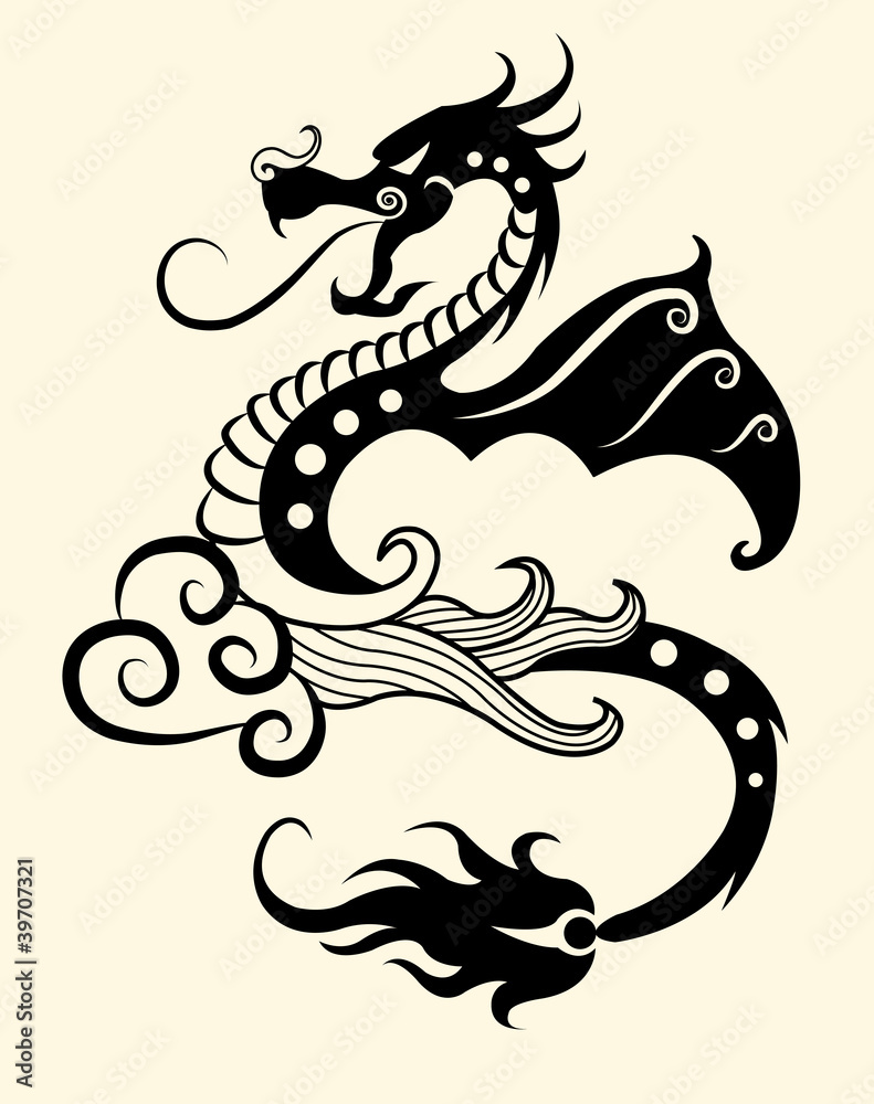 Naklejka premium Decorative dragon ornament