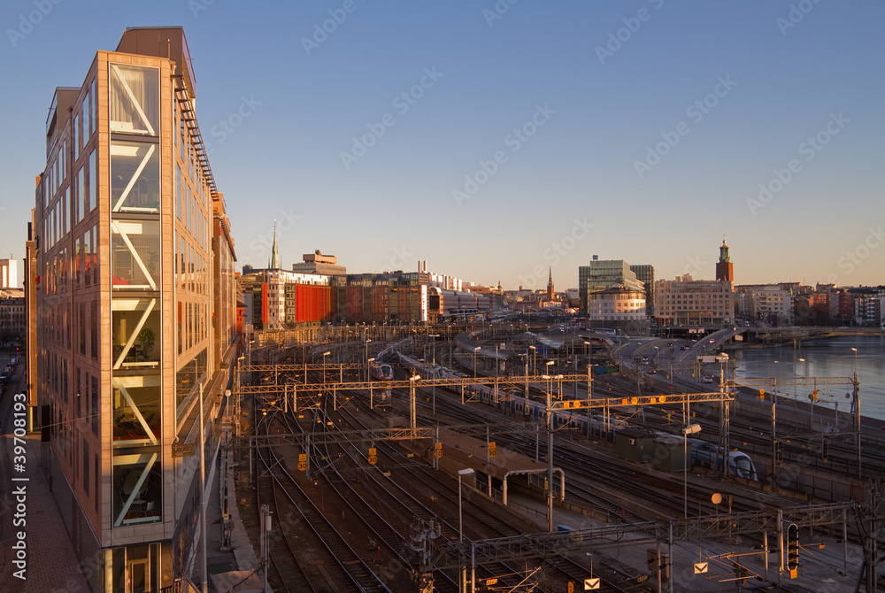 Traintracks and buildings at Norra Bantorget in Stockholm. Traintracks and buildings at Norra Bantorget in Stockholm.