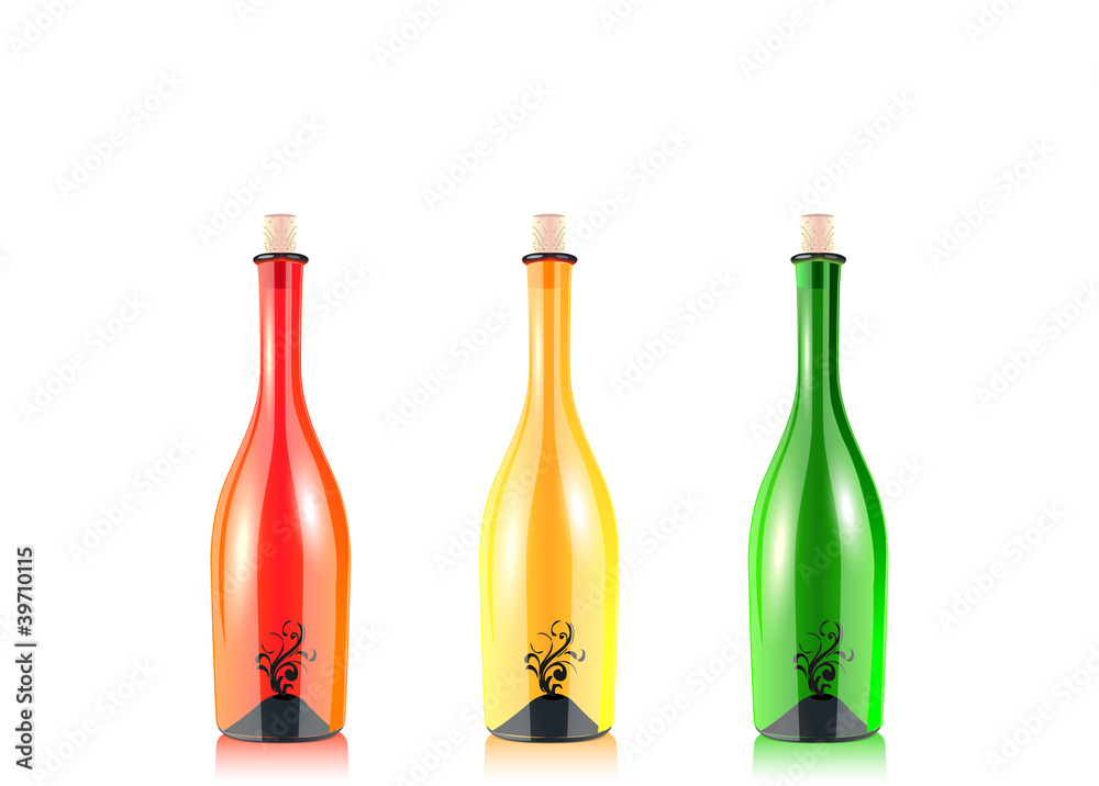 Assorted empty wine bottles Assorted empty wine bottles