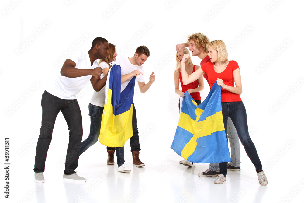 Obraz premium Gruppe von Fußballfans