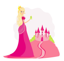Keuken achterwand Kasteel Prinses met groene kikkerprins  © diavolessa