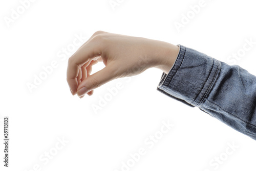 closeup woman`s hand isolated on white background