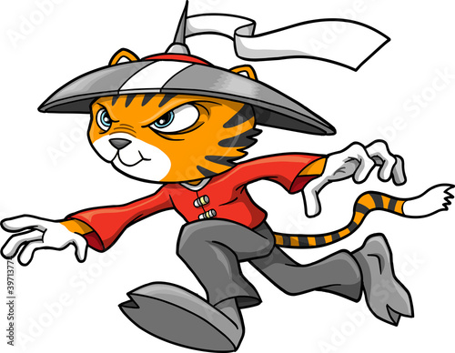 Fototapeta Naklejka Na Ścianę i Meble -  Tiger Ninja Warrior Vector Illustration