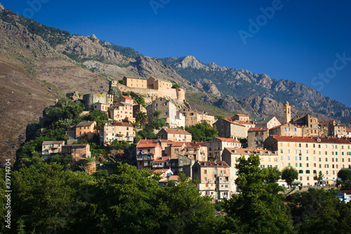 Tableau sur toile View of Corte, Corsica, France