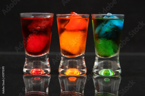 red, orange and green shots photo