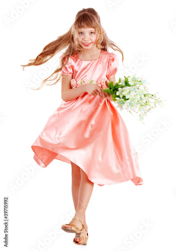 Beautiful child with spring flower.