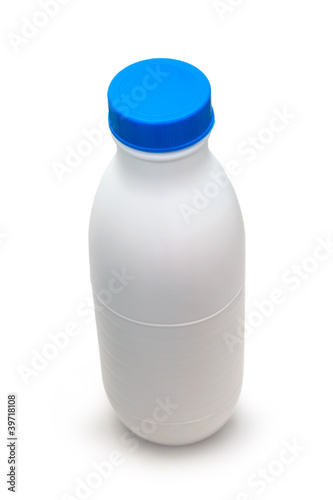 milk plastic bottle isolated on white