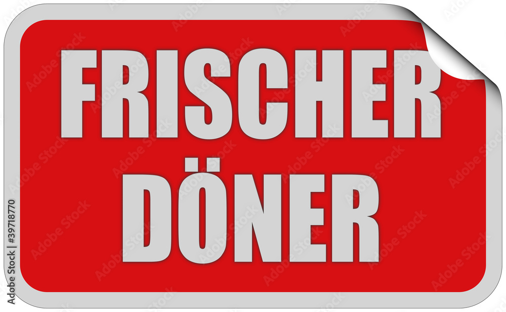Sticker rot eckig curl oben FRISCHER DÖNER Sticker rot eckig curl oben FRISCHER DÖNER