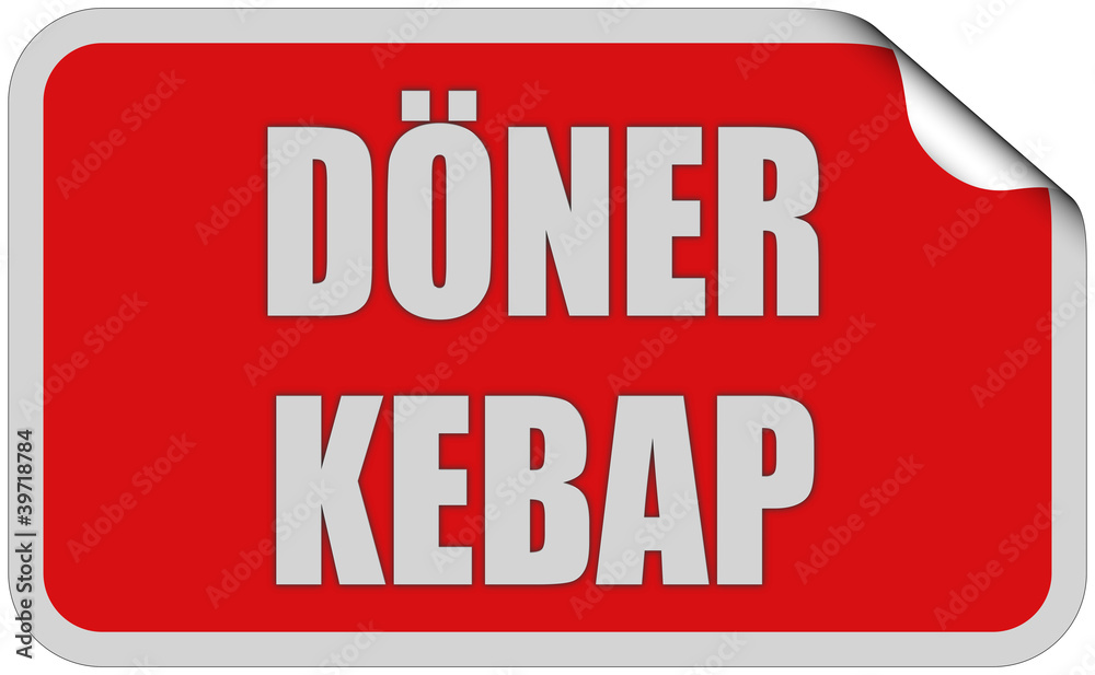 Sticker rot eckig curl oben DÖNER KEBAP Sticker rot eckig curl oben DÖNER KEBAP