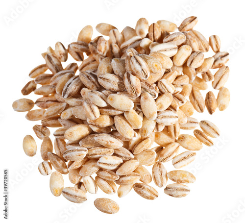 Pearl barley heap isolated on white