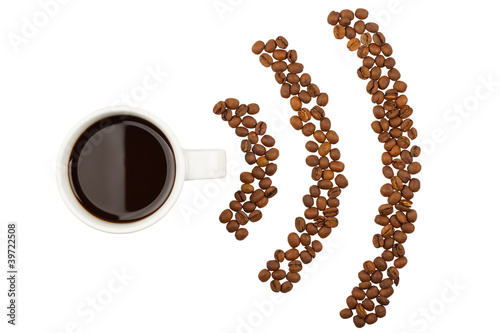 Obraz na płótnie Coffee cup and RSS symbol from coffee crops w salonie