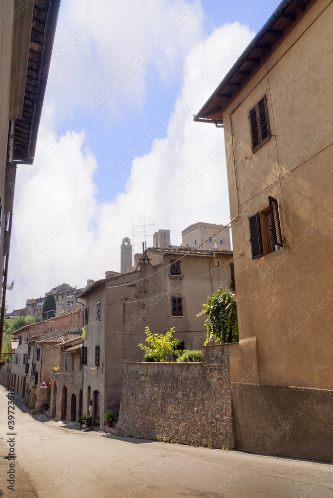 Backstreets in San Gimignano Tuscany Italy