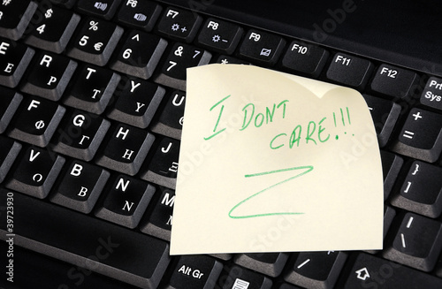 keyboard with " I dont care' on it.