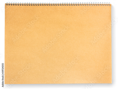 Blank brown paper scrap book isolated on white photo