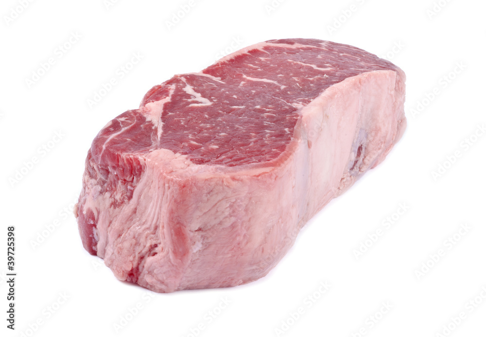 Beef Strip Loin Steak Isolated on White Beef Strip Loin Steak Isolated on White