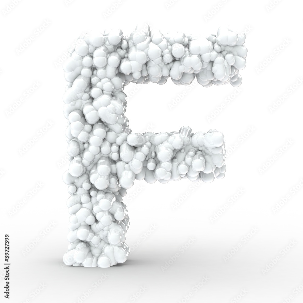 Texteffekt Moleküle weiss Buchstabe F Texteffekt Moleküle weiss Buchstabe F
