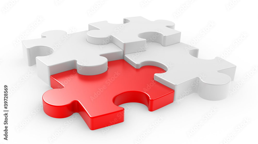 Four puzzle pieces interconnected with each other Four puzzle pieces interconnected with each other
